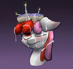  2015 birthday cake candle cum cum_on_face equine fan_character food hair horn mammal marsminer my_little_pony righty_tighty sad solo unicorn 