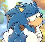  2015 anthro anus balls butt duo echidna fur green_eyes hedgehog hi_res knuckles_the_echidna looking_at_viewer male mammal monotreme nude open_mouth smile sonic_(series) sonic_the_hedgehog spice5400 video_games 