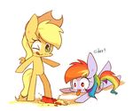  2015 applejack_(mlp) blush cider cute duo earth_pony equine female feral friendship_is_magic fur green_eyes hair hat horse joycall3 mammal multicolored_hair my_little_pony pegasus pony rainbow_dash_(mlp) rainbow_hair tagme text wings 