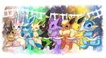  2015 ambiguous_gender black_fur blue_eyes blue_fur blush brown_fur canine cute eevee eeveelution espeon eyes_closed fin flareon fur glaceon green_eyes group hat jolteon leafeon lemoco lemoco99 mammal nintendo open_mouth paws pok&eacute;mon purple_eyes purple_fur red_eyes smile sylveon tuft umbreon vaporeon video_games yellow_fur 