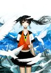  arch-0 arm_sling bird black_hair dove original school_uniform serafuku solo twintails 