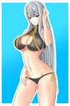  1mm bikini bikini_pull long_hair red_eyes selvaria_bles senjou_no_valkyria senjou_no_valkyria_1 silver_hair swimsuit 