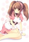  apron asahina_mikuru breasts brown_eyes brown_hair chany cleavage large_breasts long_hair solo suzumiya_haruhi_no_yuuutsu twintails waitress 