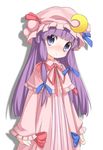  bad_id bad_pixiv_id bangs crescent hair_ribbon hat long_hair patchouli_knowledge purple_eyes purple_hair ribbon shadow shouji_ayumu solo touhou 