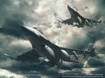  ace_combat ace_combat_04 airplane drop_tank f-16 flight jet missiles official_art 