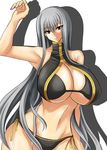  amano_mokuzu bikini breasts cleavage cleavage_cutout grey_hair huge_breasts long_hair mokuzu120 red_eyes selvaria_bles senjou_no_valkyria senjou_no_valkyria_1 silver_hair swimsuit umino_mokuzu_(a4_size) 