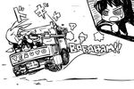  greyscale ground_vehicle gun houraisan_kaguya inaba_tewi machine_gun monochrome motor_vehicle multiple_girls reisen_udongein_inaba rocket_launcher rpg rpg-7 touhou truck ugif weapon 