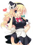  bad_id bad_pixiv_id blonde_hair blue_eyes bow cosplay hair_bow hat hatori_piyoko heart kirisame_marisa kirisame_marisa_(cosplay) maid one_eye_closed panties side-tie_panties simple_background solo touhou umineko_no_naku_koro_ni underwear ushiromiya_jessica white_panties witch_hat 