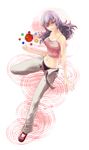  bad_id bad_pixiv_id black_panties camisole floating gym_leader highres kakage levitation midriff natsume_(pokemon) panties pokemon pokemon_(game) pokemon_hgss purple_hair red_eyes smile solo underwear unzipped 