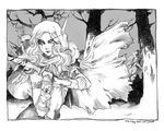  armor arrow bikini_armor blood bracer cape cloak elf face_paint facepaint forest hood long_hair midriff monochrome nature navel pointy_ears quiver smile sword sylvanas_windrunner torn_clothes tree undead warcraft weapon world_of_warcraft 