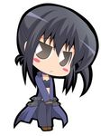  428 alphard black_hair blush brown_eyes canaan chibi fingerless_gloves gloves lowres pac-man_eyes ponytail solo suntail trench_coat 