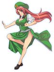  bad_id bad_pixiv_id bad_proportions blue_eyes braid breasts china_dress chinese_clothes dress hat hong_meiling large_breasts long_hair red_hair solo somejima touhou twin_braids 