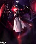  absurdres asymmetrical_wings blood glowing glowing_eyes highres koenigsegg moon night remilia_scarlet solo touhou wings 