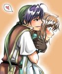  1girl genderswap genderswap_(mtf) gensou_suikoden gensou_suikoden_i gloves hug hug_from_behind luc_(suikoden) mabo-udon tir_mcdohl 