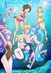  5girls angry aqua_eyes aqua_hair barefoot bikini bikini_skirt blonde_hair blue_eyes blush blush_stickers breasts brown_hair cleavage engrish everyone feet freediving green_eyes green_hair gumi hair_ornament hair_ribbon hairclip hands hatsune_miku highres kagamine_len kagamine_rin kaito kamui_gakupo legs male_swimwear medium_breasts megurine_luka meiko multiple_boys multiple_girls open_mouth pink_hair pout ranguage ribbon short_hair side-tie_bikini smile sweat swim_briefs swimsuit swimwear twintails ukke underwater vocaloid 