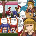  3girls 4koma bad_anatomy blonde_hair blue_hair comic furudo_erika gertrude hard_translated multiple_girls red_hair translated umineko_no_naku_koro_ni ushiromiya_ange ushiromiya_battler 