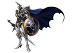  armor artist_request cape male_focus official_art shield shirokishi_monogatari solo sword weapon white_knight 