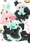  bad_id bad_pixiv_id ghost hairband hitodama konpaku_youmu konpaku_youmu_(ghost) multiple_girls natsume_eri pantyhose pink_eyes pink_hair purple_eyes saigyouji_yuyuko short_hair silver_hair thighhighs touhou 