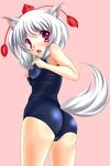  animal_ears bad_id bad_pixiv_id hat highres inubashiri_momiji one-piece_swimsuit red_eyes school_swimsuit short_hair silver_hair solo swimsuit tail tera_hiroshi tokin_hat touhou wolf_ears wolf_tail 