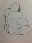  bear butt kumagaya_shin male mammal monochrome nude plain_background sitting solo tom_(kumagaya) white_background 