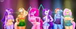  2015 absurd_res anthro anthrofied applejack_(mlp) arms_behind_back big_breasts blonde_hair blue_eyes book bottomless breasts candy clothed clothing cowboy_hat earth_pony equine eyeshadow female fluttershy_(mlp) freckles friendship_is_magic green_eyes group hair half-dressed hand_behind_head hat hi_res holding horn horse lollipop long_hair looking_at_viewer makeup mammal missblue multicolored_hair my_little_pony nipples pink_hair pinkie_pie_(mlp) pony purple_hair pussy rainbow_dash_(mlp) rainbow_hair rarity_(mlp) saliva tongue tongue_out twilight_sparkle_(mlp) unicorn 