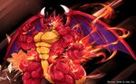  absurd_res anthro anthrofied blue_eyes dragon fire hi_res horn male monster_strike muscles open_mouth solo waddledox wings wrathful_jabbanero 