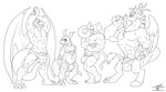  anthro barely_contained bulge clothing digimon discord_(mlp) draconequus dragon elephant flexing friendship_is_magic guilmon male mammal muscles my_little_pony penis penis_slip scalie speedo swimsuit wolfblade 