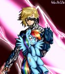  2015 anibaruthecat crossover cutie_mark duo equine female friendship_is_magic hair hi_res hooves looking_at_viewer male mammal metal_gear multicolored_hair my_little_pony pegasus raiden rainbow_dash_(mlp) rainbow_hair video_games wings 