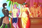  2015 abs aged_up anthro anthrofied apple_bloom_(mlp) arms_behind_back bar beach big_breasts bikini black_hair breasts brown_hair clothing cutie_mark dragon earth_pony equine eyes_closed fan_character female friendship_is_magic group hair hat horse male mammal marik_azemus34 muscles my_little_pony navel necklace outside pegasus pony red_hair sarong seaside shorts spike_(mlp) swimsuit wings 