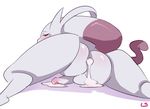  after_sex anthro anus balls blush butt calem cum cum_in_ass cum_inside half-closed_eyes human humanoid_penis legendary_pok&eacute;mon lightsource looking_back lying mammal mega_evolution mega_mewtwo mega_mewtwo_y mewtwo nintendo nude penis pok&eacute;mon red_eyes solo spread_legs spreading video_games 