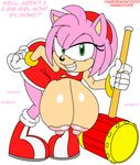  2015 amy_rose anthro areola big_breasts breasts clothing colored daredemon7000 english_text erect_nipples female habbodude hedgehog huge_breasts mammal nipples smile solo sonic_(series) text 