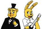  animatronic anthro blue_eyes clothed clothing five_nights_at_freddy&#039;s golden_freddy(fnaf) green_eyes guitar hat inkyfrog lagomorph machine male mammal mechanical musical_instrument rabbit robot springtrap_(fnaf)five_nights_at_freddy&#039;s_3 teeth video_games 