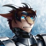  2015 abstract_background android armor blue_eyes brown_fur brown_hair fur hair machine male mechanical ratte ratteguhn ratteguhncat robot solo 