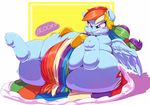  2015 blush clothing cutie_mark equine female feral friendship_is_magic hair lying mammal morbidly_obese multicolored_hair my_little_pony on_back overweight pegasus rainbow_dash_(mlp) rainbow_hair sirmasterdufel solo weight_gain wings 