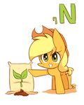  2015 applejack_(mlp) blonde_hair cowboy_hat earth equine female friendship_is_magic green_eyes hair hat horse joycall3 mammal manure my_little_pony nitrogen_(element) pony ponytail sack soil 