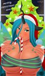  2014 big_breasts breasts changeling christmas cleavage clothed clothing evov1 female friendship_is_magic holidays horn human humanized mammal my_little_pony queen_chrysalis_(mlp) solo 