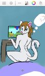  female gaming japanese_text looking_at_viewer nude text white_panther 