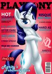  2015 blue_eyes blush cover covering covering_self cutie_mark english_text equine female friendship_is_magic hair horn long_hair looking_at_viewer magazine_cover mammal my_little_pony pshyzo rarity_(mlp) smile solo text unicorn 