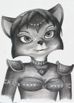  anthro black_nose canine clothed clothing female fox gem hair hair_ornament headband jewelry krystal mammal markings monochrome necklace nintendo plain_background short_hair shoulder_pads solo star_fox tribal video_games whoknows4682 