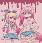  big_breasts blood blue_eyes breasts clothing crossover duo female friendship_is_magic giffany gravity_falls hair human humanized long_hair looking_at_viewer mammal my_little_pony not_furry pink_hair pinkamena_(mlp) pinkie_pie_(mlp) shepherd0821 