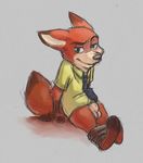  2015 anthro balls canine character_from_animated_feature_film clothing disney fox fur invalid_tag looking_at_viewer male mammal nick_wilde red_fur rinzy sheath solo zootopia 