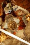  armor breasts edit feline female hitsuji16 lion mammal photo_manipulation photomorph presenting pussy sitting solo sword weapon 