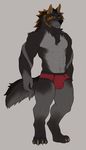  briefs bulge canine clothing male mammal pirun red_and_black_underwear underwear wolf 