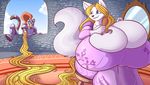  2015 anthro big_breasts blonde_hair breasts canine cat cleavage clothed clothing feline female fox hair huge_breasts hyper hyper_breasts jaeh long_hair male mammal smile 