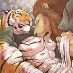  feline giraffe_(artist) licking lion male mammal tiger tongue tongue_out 