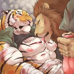  feline giraffe_(artist) licking lion male mammal penis tiger tongue tongue_out 