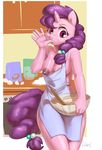  anthro anthrofied apron areola audrarius blue_hair breasts clothed clothing equine female flashing friendship_is_magic fur hair horn horse inside mammal my_little_pony nipples open_mouth pony rarity_(mlp) skimpy smile solo white_fur 