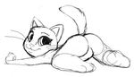 ambiguous_gender anthro butt cat feline fur invalid_tag looking_at_viewer looking_back lying mammal monochrome nude on_front plain_background raised_tail samuriolu sketch smile talking_angela talking_friends whiskers white_background 