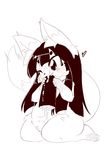  black_hair canine eating female feral fox hair kemnoo long_hair mammal monochrome ukan_muri 