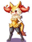  anthro arms_behind_back blush braixen breasts canine female fox fur inner_ear_fluff mammal navel nervous nintendo nipples nude open_mouth pok&eacute;mon pussy pussy_juice red_eyes shaking solo standing stick sweat video_games リー 